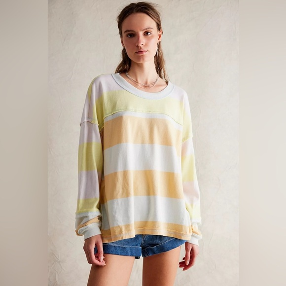 Free People We The Free Sundae Funday Tee Oversized Pullover Sweatshirt Size XS - Picture 1 of 10